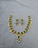 LAFZ Royal Emerald Gold-Plated AD Necklace Set