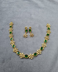 LAFZ Gold-Tone Oval & Floral AD Jewelry Set