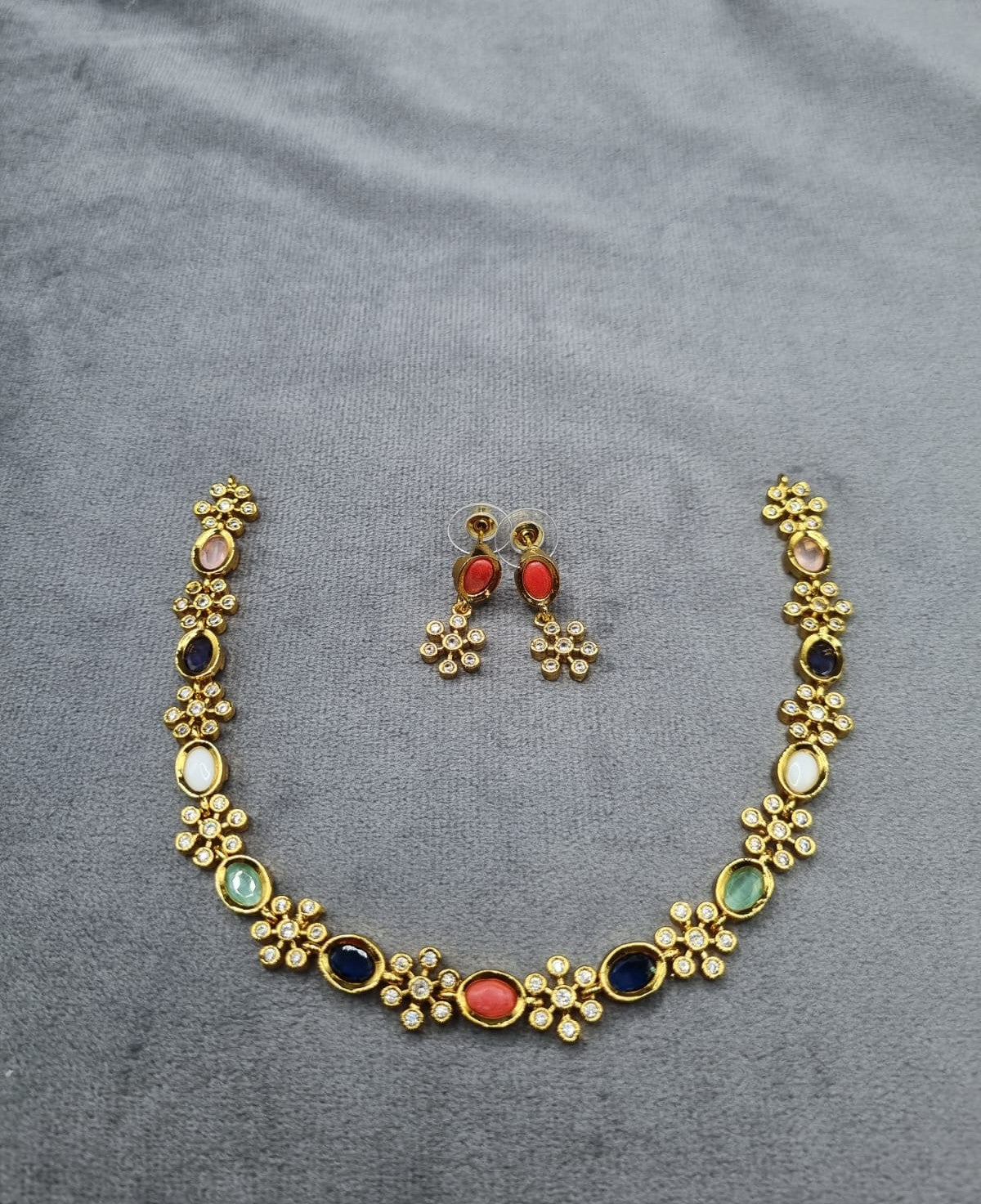 LAFZ Gold-Tone Oval & Floral AD Jewelry Set