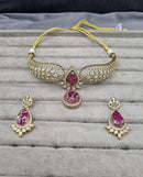 LAFZ Luxurious Choker with Colorful Inlay Stones Earrings