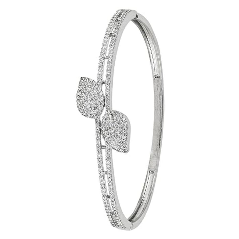 Etnico Silver Plated Cubic Zirconia American Diamond Adjustable Bracelet For Women