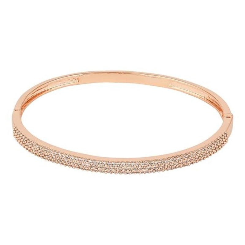 Etnico Rose Gold Plated Cubic Zirconia American Diamond Adjustable Bracelet For Women