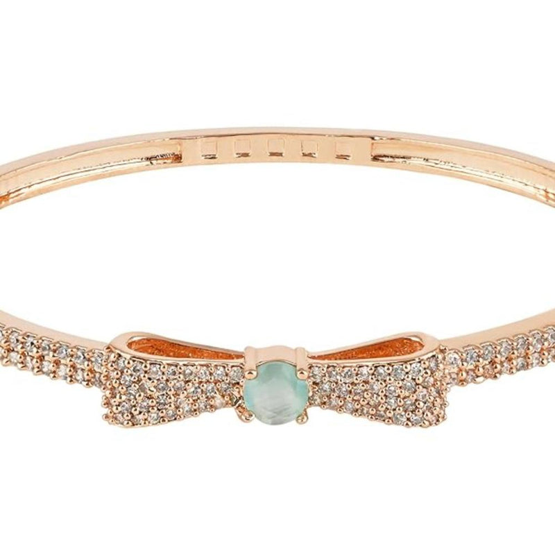 Etnico Rose Gold Plated Cubic Zirconia American Diamond Adjustable Bracelet For Women