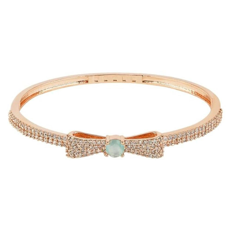 Etnico Rose Gold Plated Cubic Zirconia American Diamond Adjustable Bracelet For Women