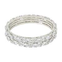 Etnico Silver Plated Thick Brass Bangles Encased With CZ American Diamonds For Women/Girls (ADB459S) (Set of 2)