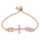 Etnico Stylish Rose Gold Plated Cubic Zirconia American Diamond Adjustable Bracelet For Women