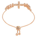 Etnico Stylish Rose Gold Plated Cubic Zirconia American Diamond Adjustable Bracelet For Women