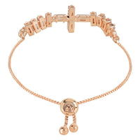 Etnico Stylish Rose Gold Plated Cubic Zirconia American Diamond Adjustable Bracelet For Women