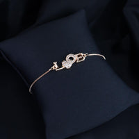 Etnico Stylish Rose Gold Plated Cubic Zirconia American Diamond Adjustable Bracelet For Women