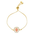 Etnico Stylish Gold Plated Stones Studed Pendant Adjustable Bracelet For Women & Girls 