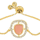 Etnico Stylish Gold Plated Stones Studed Pendant Adjustable Bracelet For Women & Girls