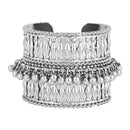 Etnico Navratri Ethnic Silver Oxidised Adjustable Afghani Ghungroo Cuff Kada Bracelet For Women (Style 2)