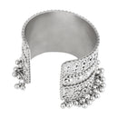 Etnico Navratri Ethnic Silver Oxidised Afghani Ghungroo Adjustable Cuff Kada Bracelet For Women (ADB516OX)