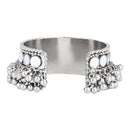 Etnico Navratri Ethnic Silver Oxidised Afghani Ghungroo Adjustable Cuff Kada Bracelet For Women (Style-2)