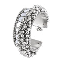 Etnico Navratri Ethnic Silver Oxidised Afghani Ghungroo Adjustable Cuff Kada Bracelet For Women (Style-2)