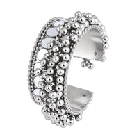 Etnico Navratri Ethnic Silver Oxidised Afghani Ghungroo Adjustable Cuff Kada Bracelet For Women (Style-2)