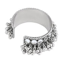 Etnico Navratri Ethnic Silver Oxidised Afghani Ghungroo Adjustable Cuff Kada Bracelet For Women (Style-2)