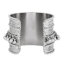 Etnico Navratri Ethnic Silver Oxidised Adjustable Afghani Ghungroo Cuff Kada Bracelet For Women (Style 3)