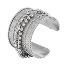 Etnico Navratri Ethnic Silver Oxidised Adjustable Afghani Ghungroo Cuff Kada Bracelet For Women (Style 3)