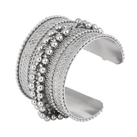 Etnico Navratri Ethnic Silver Oxidised Adjustable Afghani Ghungroo Cuff Kada Bracelet For Women (Style 3)