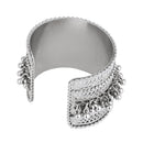 Etnico Navratri Ethnic Silver Oxidised Adjustable Afghani Ghungroo Cuff Kada Bracelet For Women (Style 3)