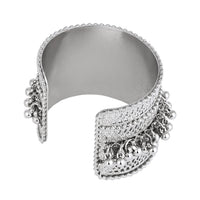 Etnico Navratri Ethnic Silver Oxidised Adjustable Afghani Ghungroo Cuff Kada Bracelet For Women (Style 3)