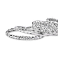 Etnico Navratri Ethnic Stylish Latest Fashion Silver Plated Stone Work Bangles Set For Women (ADB527S)
