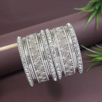 Etnico Navratri Ethnic Stylish Latest Fashion Silver Plated Stone Work Bangles Set For Women(ADB528)