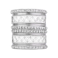 Etnico Navratri Ethnic Stylish Latest Fashion Silver Plated Stone Work Bangles Set For Women(ADB528)