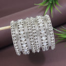 Etnico Navratri Ethnic Stylish Latest Fashion Silver Plated Stone & Mirror Work Bangles Set For Women (ADB531)