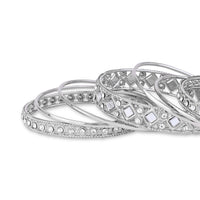 Etnico Navratri Ethnic Stylish Latest Fashion Silver Plated Stone & Mirror Work Bangles Set For Women (ADB531)