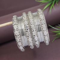 Etnico Navratri Ethnic Stylish Latest Fashion Silver Plated Bangles Set For Women (ADB532)