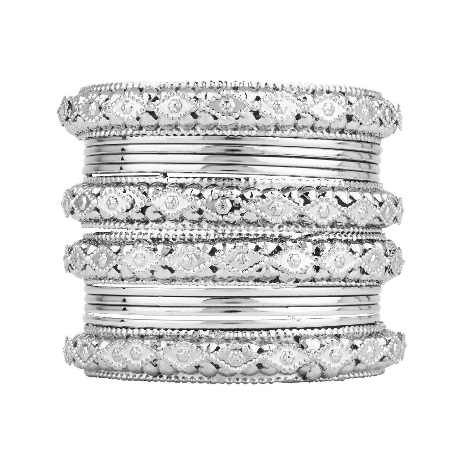 Etnico Navratri Ethnic Stylish Latest Fashion Silver Plated Bangles Set For Women (ADB532)