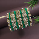 Etnico Gold Plated Traditional Royal Emerald Velvet Chuda Bangle Set Kada for Bridal/Women (Green, )