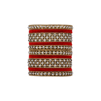 Etnico Gold Plated Traditional Royal Emerald Velvet Chuda Bangle Set Kada for Bridal/Women (Green, )
