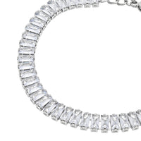 Etnico Stylish Silver Plated Cubic Zirconia American Diamond Adjustable Bracelet For Women
