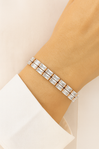 Etnico Stylish Rose Gold PlatedCubic Zirconia American Diamond Adjustable Bracelet For Women