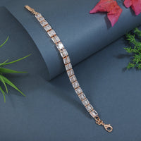 Etnico Stylish Rose Gold PlatedCubic Zirconia American Diamond Adjustable Bracelet For Women