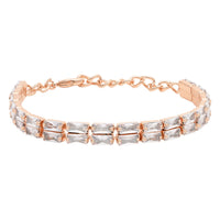 Etnico Stylish Rose Gold PlatedCubic Zirconia American Diamond Adjustable Bracelet For Women
