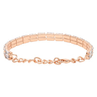 Etnico Stylish Rose Gold PlatedCubic Zirconia American Diamond Adjustable Bracelet For Women