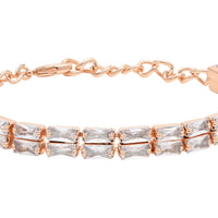 Etnico Stylish Rose Gold PlatedCubic Zirconia American Diamond Adjustable Bracelet For Women