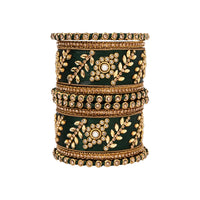 Etnico Gold Plated Traditional Silk Thread Elegant Bangles Chuda Bangle Set for Bridal/Women 