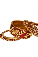 Etnico Gold Plated Traditional Silk Thread Elegant Bangles Chuda Bangle Set for Bridal/Women