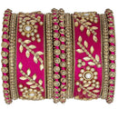 Etnico Gold Plated Traditional Silk Thread Elegant Bangles Chuda Bangle Set for Bridal/Women