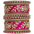 Etnico Gold Plated Traditional Silk Thread Elegant Bangles Chuda Bangle Set for Bridal/Women