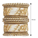 Etnico Gold Plated Traditional Silk Thread Elegant Bangles Chuda Bangle Set for Bridal/Women