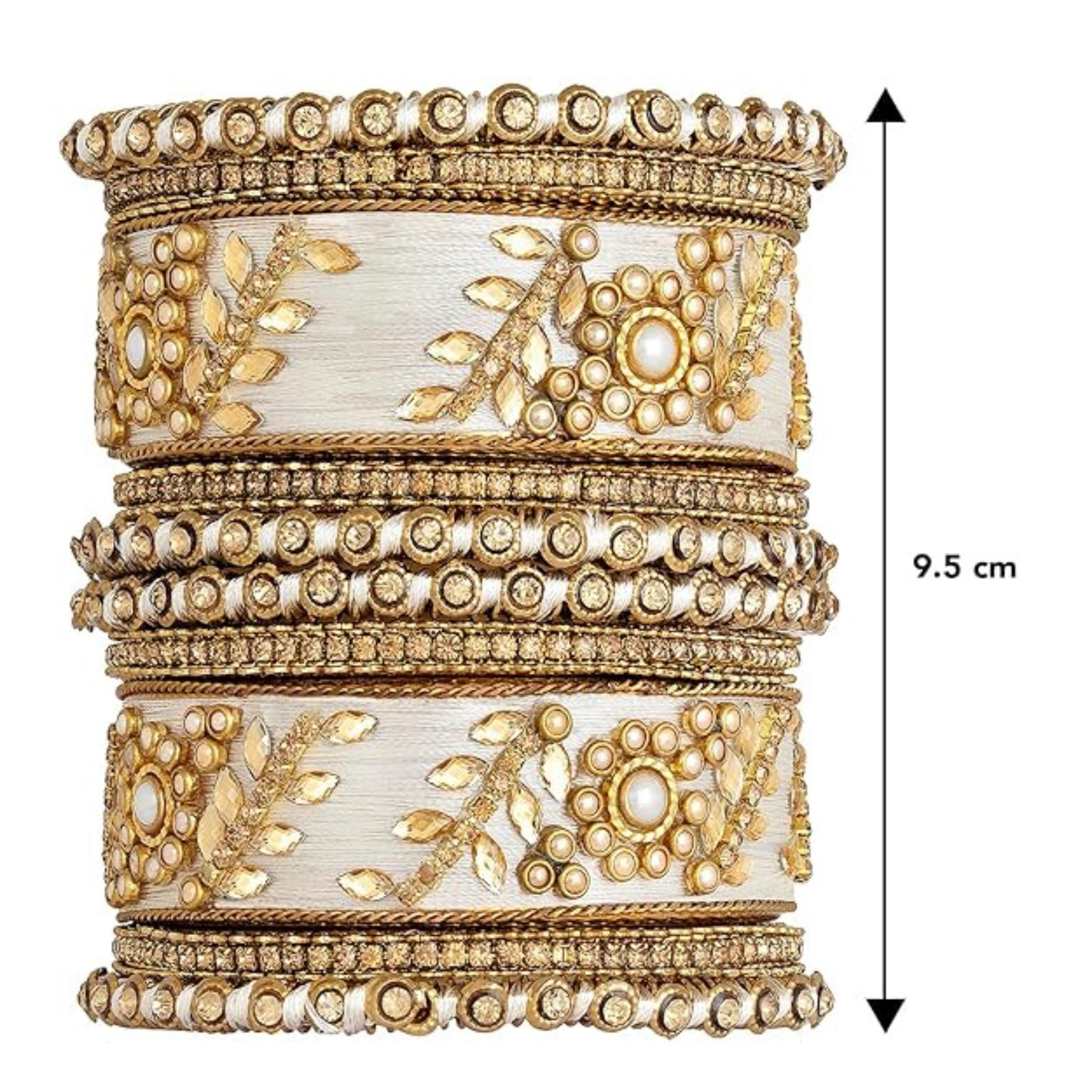 Etnico Gold Plated Traditional Silk Thread Elegant Bangles Chuda Bangle Set for Bridal/Women
