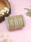 Etnico Gold Plated Traditional Silk Thread Embellishments Bangles Chuda Bangle Set for Bridal/Women