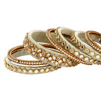 Etnico Gold Plated Traditional Silk Thread Embellishments Bangles Chuda Bangle Set for Bridal/Women