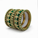 Etnico Gold Plated Traditional Silk Thread Embellishments Bangles Chuda Bangle Set for Bridal/Women (Green, )